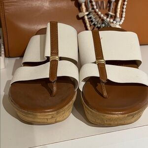 Italian Shoemakers White and Tan Sandals
